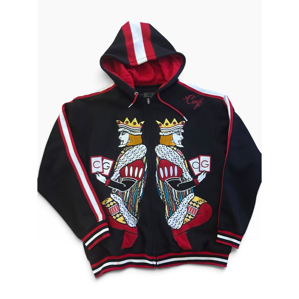 Vintage Coogi Kings Full Zip Hoodie Sweatshirt Mens Embroidered 90s XL